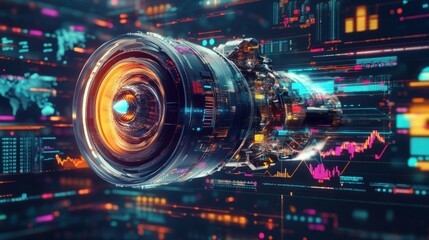 Obraz premium Futuristic Engine in Digital World