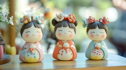 Handcrafted Clay Dolls as Decorative Items, Delicately Stacked with Smooth, Cute Features and a Strong Three-Dimensional Effect, Showcasing the Artistry and Detail of Handmade Craftsmanship.