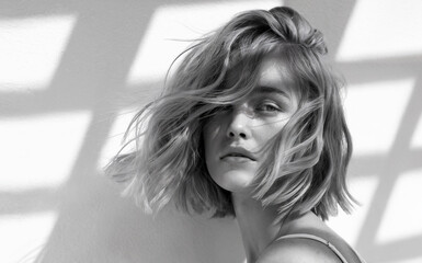 Textured Lob: A fresh and airy close-up shot of a face, emphasizing the hairstyle, showcases a textured lob with soft waves that add volume and dimension, beautifully framing her features