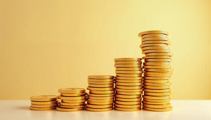 Profits and revenue concept (and savings and loans) with coins being stacked