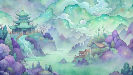 Peaceful Watercolor Pattern in Jade Green for Mindful Design