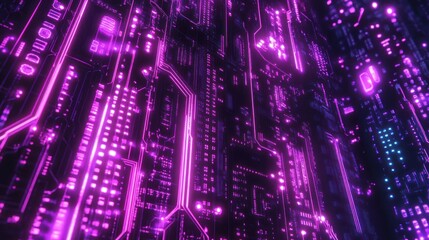 Obraz premium Abstract Circuit Board with Glowing Lines