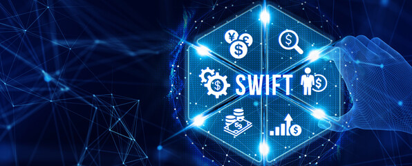 SWIFT. Society for Worldwide Interbank Financial Telecommunications. Financial Banking regulation concept.