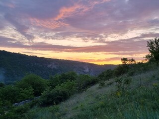 sunset in the mountains