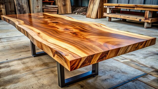 Exclusive solid wood slab table made from Karagach wood slabs