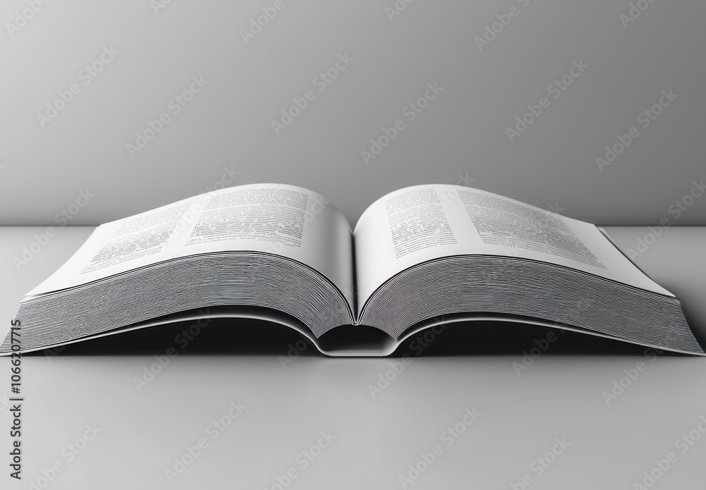 Poster open book with textured pages against a grey background