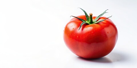 Fresh and vibrant tomato vegetable on a white background, ripe, healthy, organic, nutrition, red, cooking, salad, ingredient