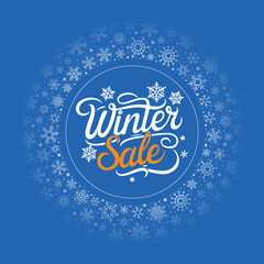 Fototapeta premium Winter round frame of snowflakes, winter sale, snow, vector design 