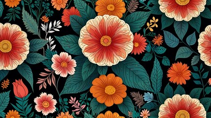 Kra-Nong floral pattern with delicate details and transparent background, suitable for versatile use