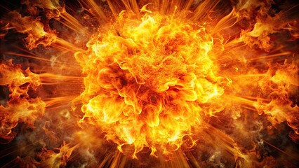 Explosion of fire with heat and intense flames , inferno, blaze, burst, combustion, fiery, explosive, danger, destruction