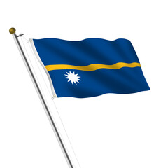 Nauru flagpole 3d illustration with clipping path