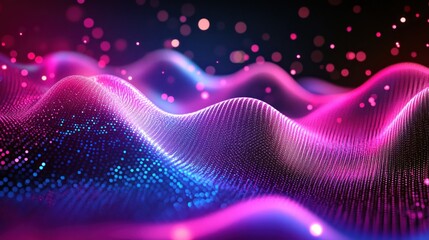 Abstract Digital Landscape with Glowing Lights