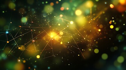 Abstract Network of Glowing Lines and Bokeh Lights