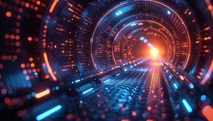 Obraz premium Futuristic Tunnel with glowing lights