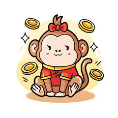 Chinese New Year with Monkey Zodiac Sign