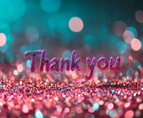 Gratitude and Thank You Design – Blue and Purple Text on Pink sparkling  Background