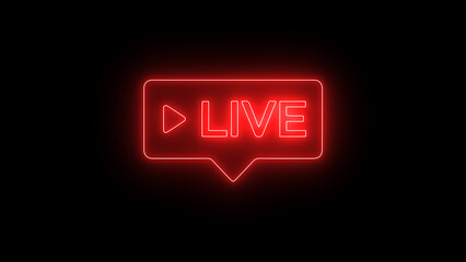 Live Video icon on black background. Live Stream, Discount, and Shopping Tags – Isolated Vector Labels for Web Media, Online Promotions, and Marketing Overlays