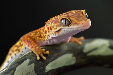 Fototapeta premium leopard gecko lizard closeup branch