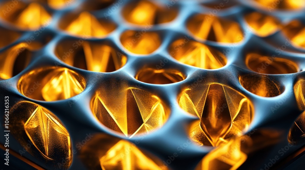 Poster abstract close-up of a metallic surface with golden highlights
