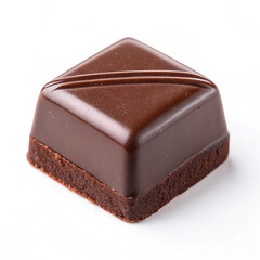 Chocolate thins with white cream filling isolated on white,Pile of chocolate square candies with cocoa filling isolated on a white background