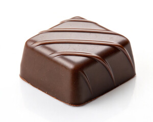 Chocolate thins with white cream filling isolated on white,Pile of chocolate square candies with cocoa filling isolated on a white background
