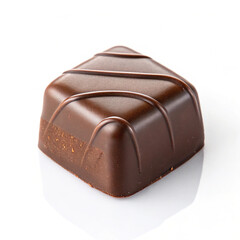 Chocolate thins with white cream filling isolated on white,Pile of chocolate square candies with cocoa filling isolated on a white background