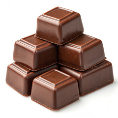 Chocolate thins with white cream filling isolated on white,Pile of chocolate square candies with cocoa filling isolated on a white background