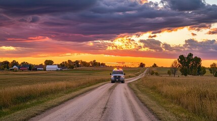 Rural ambulance rushing down a dirt road