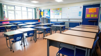 Bright and Organized Classroom Interior Scene