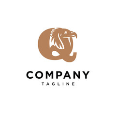 Letter Q Vulture Bird logo icon vector.