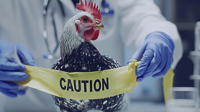 Avian Influenza Precaution: Poultry Biosecurity Measures with Caution Labeling	