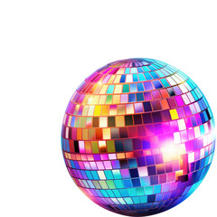 shiny disco ball on transparent background
