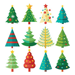 vector a set-of realistic christmas tree design