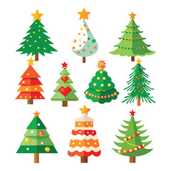 vector a set-of realistic christmas tree design