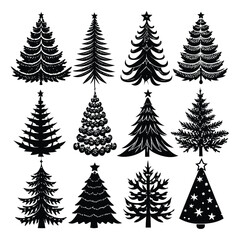 Obraz premium vector a set-of realistic christmas tree design