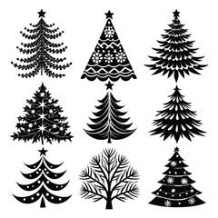 Obraz premium vector a set-of realistic christmas tree design