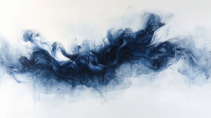 Fototapeta premium A mesmerizing blend of blue and black hues intertwines and flows across a soft, light background, creating a captivating abstract display that evokes emotion and imagination.