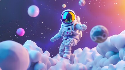 Fototapeta premium Explore the creative universe of a graphic designer as an astronaut in space