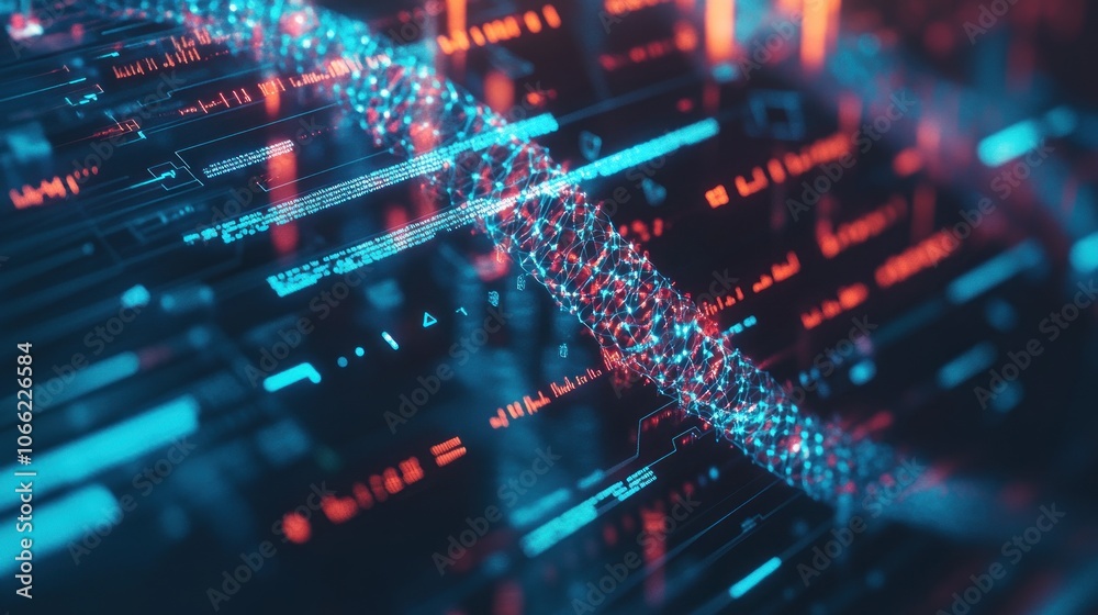 Poster Abstract Digital Network with Glowing Lines and Data