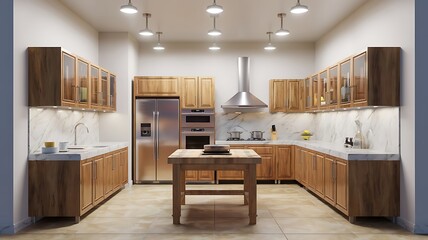 Modern wooden kitchen Interior