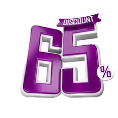 3d sales purple and white discount price tag for composition 65 percent, amazing for product promotion