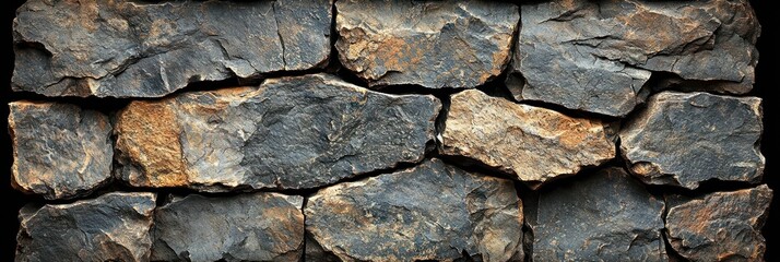 Obraz premium A Close-Up of a Wall Constructed from Rough, Irregularly Shaped Stones