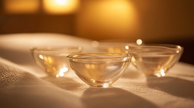 9.A tranquil cupping therapy session with glass cups positioned on a clientâ€™s back. The soft light casts shadows on the skin, highlighting the therapeutic process. The room exudes warmth and