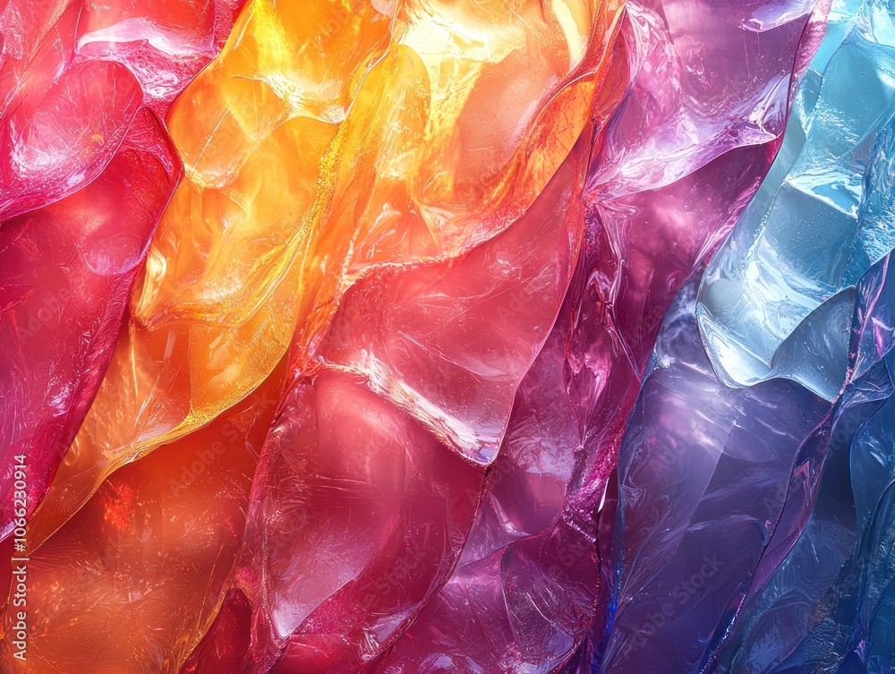 Poster Abstract Colorful Transparent Material with Wrinkled Surface
