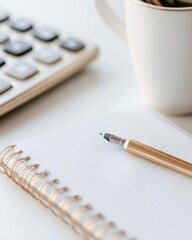 Minimalist Workspace with Budget Notebook and Calculator