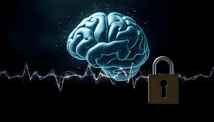 Intellectual property protection and mental health concept isolated with white highlights, png