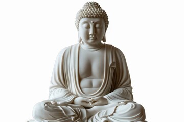 Obraz premium White Buddha isolated against white background incl. clipping path