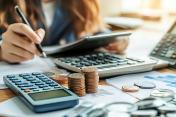 Comfortable Office Scene with Financial Planning Focus