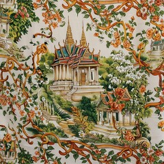 Naklejka premium traditional Thai fabric designs