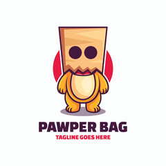 Vector Logo Illustration Pawper Bag Mascot Cartoon Style